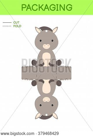 Diy Party Favor Box Die Cut Template Design For Birthdays, Baby Showers With Cute Donkey For Sweets,