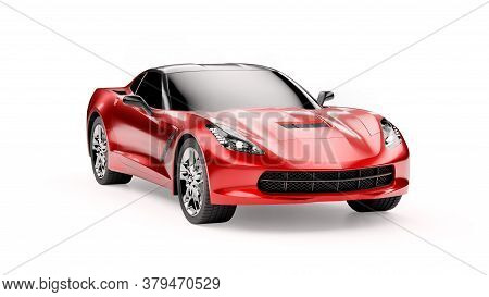 Front View Of A Red Sports Suv Car Isolated On White Background. 3d Illustration And 3d Render Of Mo
