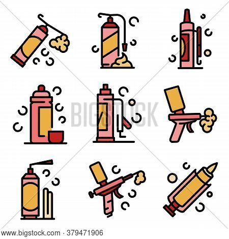 Polyurethane Foam Icons Set. Outline Set Of Polyurethane Foam Vector Icons Thin Line Color Flat On W
