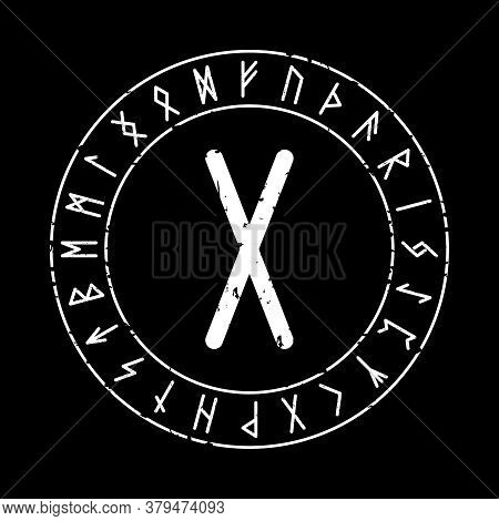 Rune Gebo On A Black Background In Vector
