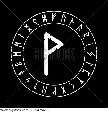 Rune Wunjo On A Black Background In Vector