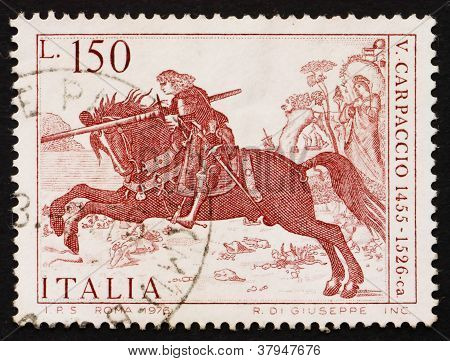 Postage stamp Italy 1976 St. George, Painting by Vittore Carpacc