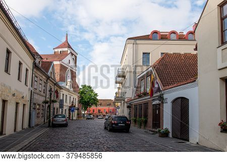 Kaunas, Lithuanian - Jul, 12, 2015: Kaunas Street. View Of Kaunas Old Town