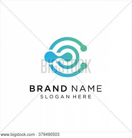 Abstract Letter C Logo Design Template,technology Abstract Dot Connection Cross Vector Logo Icon Cir