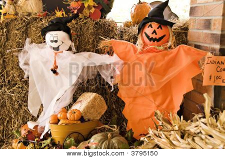 Fantasmas e decoração de abóbora