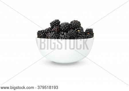 Bowl With Blackberry Isolated On White Background