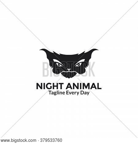 Illustration Silhouette Night Animal Head Logo Design Vector