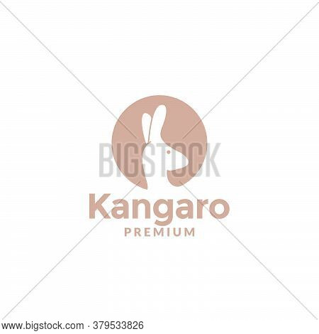 Kangaroo Head On Circle Silhouette For Animal In Australia Logo Design