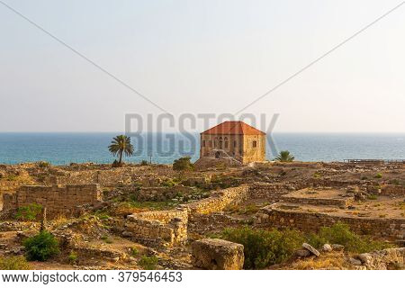 Excavation Of Byblos, Lebanon. Traditional Lebanese House On The Shores Of The Mediterranean Sea. Se