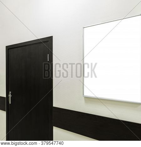 Stock For Mockup. Frame For A Photo, Picture, Or Inscription. Modern Office Interior. A Frame Hangs 