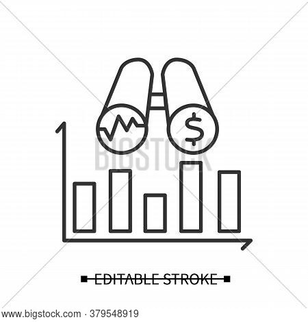 Sales Forecasting Icon. Stock And Retail Statistic And Analytics Line Pictogram. Business Production