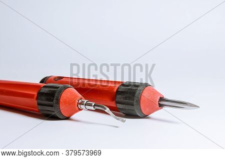 Deburring Tool For Metal, Wood, Aluminum, Copper And Plastic Isolated On White Background.