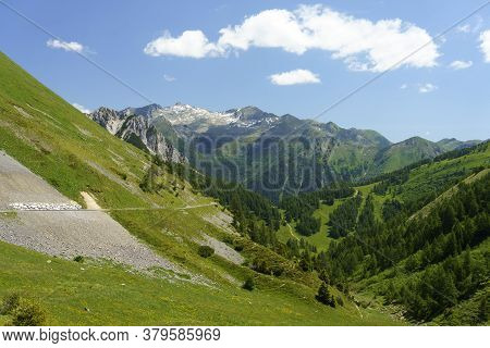 Mountain Landscape Along The Road To Crocedomini Pass, In The Brescia Province, Lombardy, Italy, At 