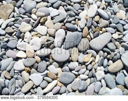 Seastones Background. Sea Pebble. Close Up Macro.
