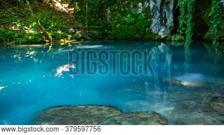 Krupajsko Vrelo (the Krupaj Springs) In Serbia, Beautiful Water Spring With Waterfals And Caves. Hea