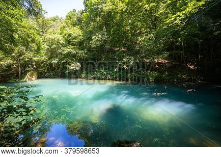 Krupajsko Vrelo (the Krupaj Springs) In Serbia, Beautiful Water Spring With Waterfals And Caves. Hea