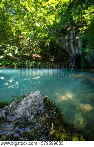 Krupajsko Vrelo (the Krupaj Springs) In Serbia, Beautiful Water Spring With Waterfals And Caves. Hea