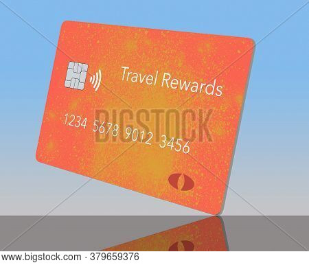 Here Is Generic Orange And Yellow Travel Rewards Credit Card.