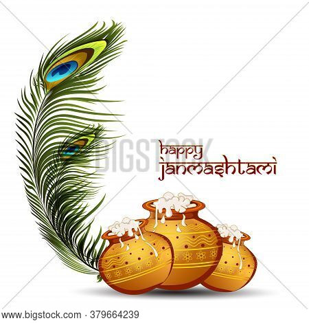 Vector Illustration Of Happy Janmashtami. Lord Krishna