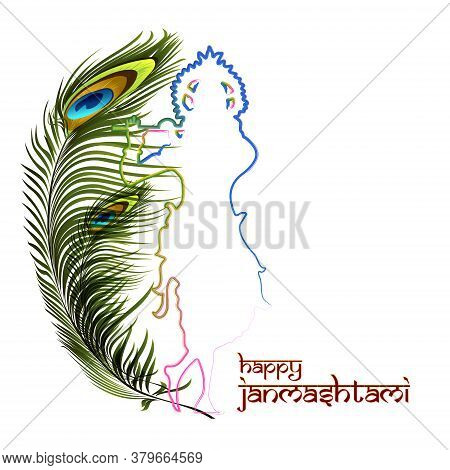 Vector Illustration Of Happy Janmashtami. Lord Krishna
