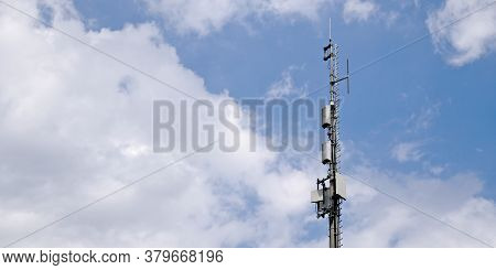 Telecommunications Tower. Radiation Exposure And Electrosmog Concept.
