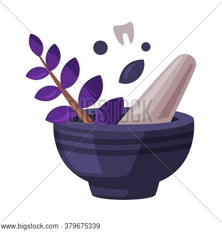 Mortar And Pestle, Witchcraft Attributes, Happy Halloween Object Cartoon Style Vector Illustration O
