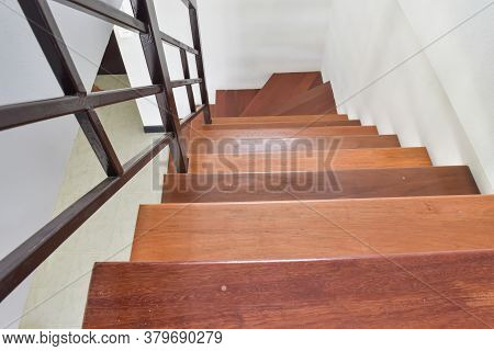 Brown Wooden Stair Interior Decoratoin Modern Style Of Residential House