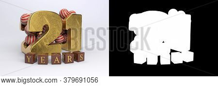 Number 21 (number Twenty-one) Anniversary Celebration Design With Round Candies And The Inscription 
