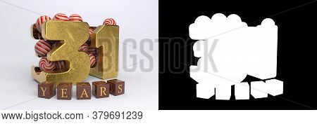 Number 31 (number Thirty-one) Anniversary Celebration Design With Round Candies And The Inscription 