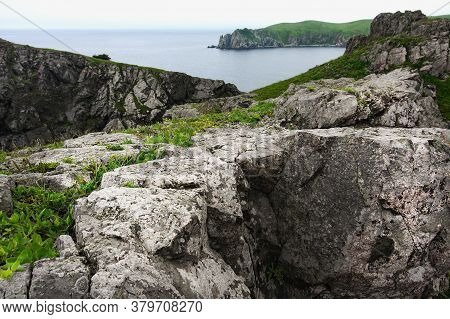 Huge Rocks On The Ocean, Sea Summer Landscape, Gamova Lighthouse, Russia, The Southernmost Point Of 