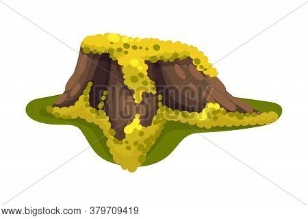 Stump Or Tree Stub Covered With Slumpy Moss As Forest Element Vector Illustration