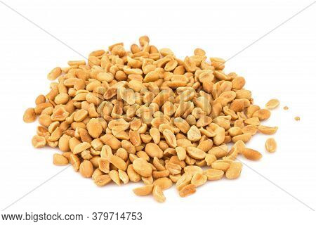 Heap Of Group Of Snack Peeled Salted Peanut, Earth Nut, Legume, Groundnut Isolated On White Backgrou