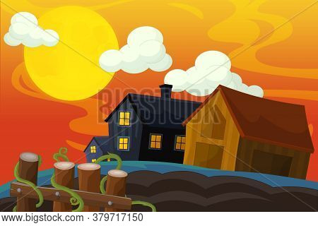 Cartoon Ranch Farm Scene For Different Usage Illustration