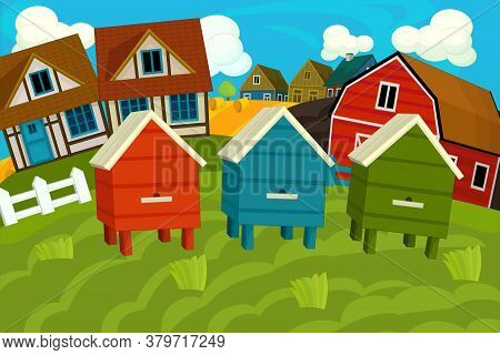 Cartoon Ranch Farm Scene For Different Usage Illustration