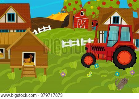 Cartoon Ranch Farm Scene For Different Usage Illustration