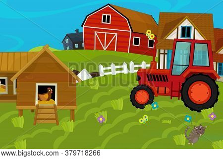 Cartoon Ranch Farm Scene For Different Usage Illustration