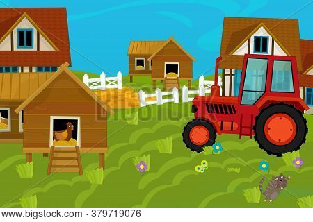 Cartoon Ranch Farm Scene For Different Usage Illustration