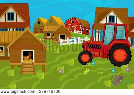 Cartoon Ranch Farm Scene For Different Usage Illustration