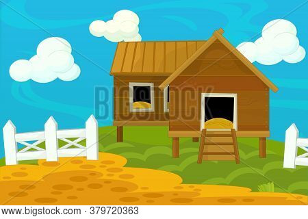 Cartoon Ranch Farm Scene For Different Usage Illustration