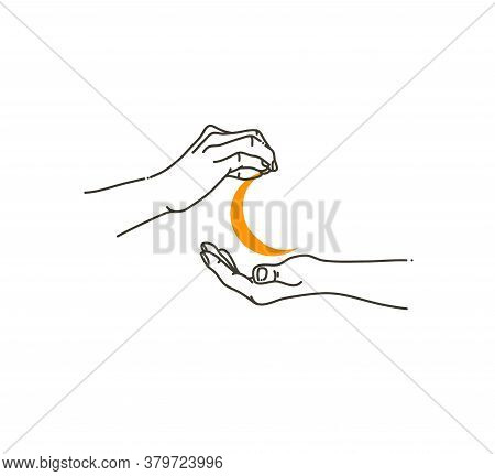 Hand Drawn Vector Abstract Stock Flat Graphic Illustration With Logo Elements , Woman Fashion Magic 