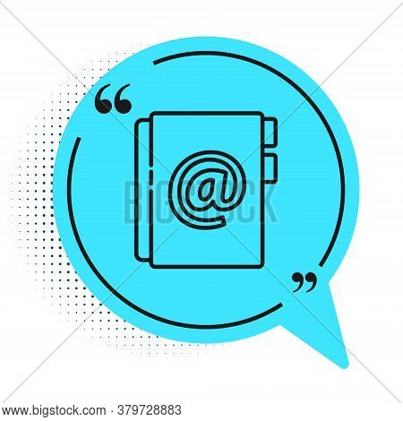 Black Line Address Book Icon Isolated On White Background. Notebook, Address, Contact, Directory, Ph