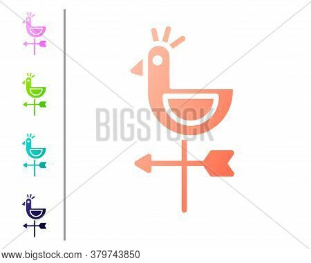 Coral Rooster Weather Vane Icon Isolated On White Background. Weathercock Sign. Windvane Rooster. Se