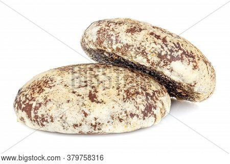 Two Whole Gingerbread Cookies Isolated On White Background