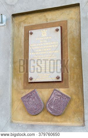 Jaroslaw, Poland - June 12, 2020: Plaque With A Quote From Cardinal Stefan Wyszynski.