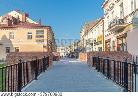 Jaroslaw, Poland - June 12, 2020: Entrance To Old Town Of Jaroslaw At Summer Time.