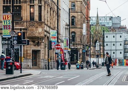 Manchester, England, Uk - 24 July, 2020 City Centre Of Manchester, Almost Empty Streets Due To Recen