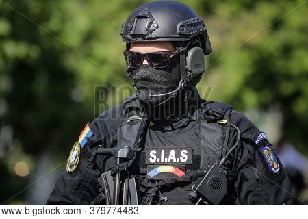 Bucharest, Romania - July 29, 2020: Officer From The Special Actions And Intervention Service (sias)