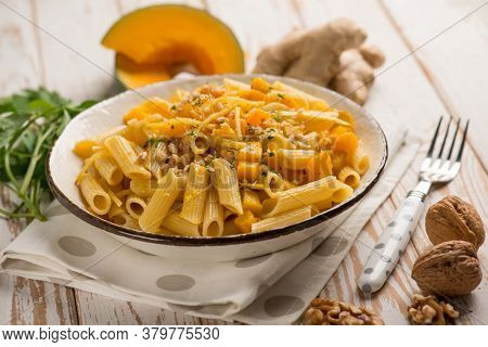 pasta with pumpkin nut ginger and lemoon peel