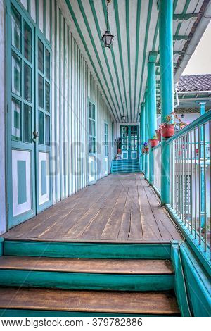 Guaranda, Bolivar Province, Ecuador - November, 2013: An Old Colonial And Traditional House, With Ma