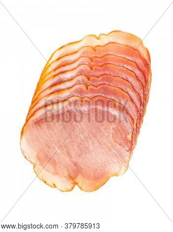 Dried spanish ham. Lomo embuchado isolated on white background.